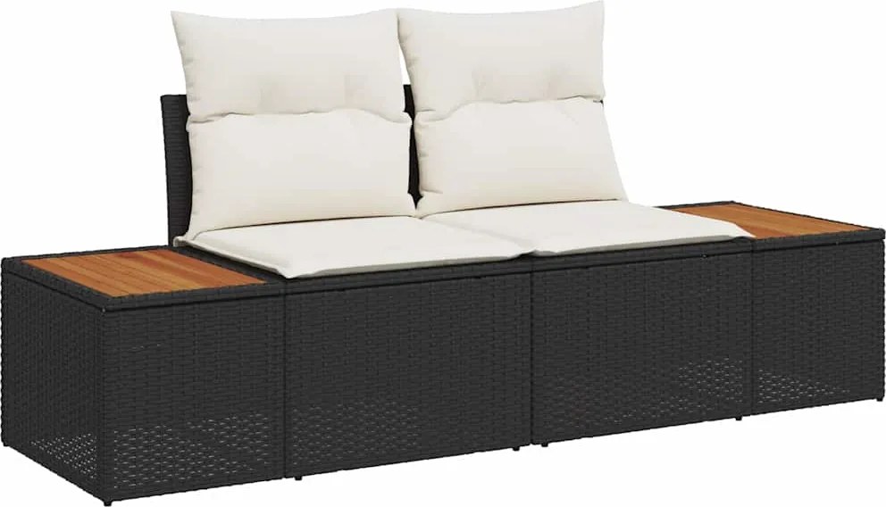 vidaXL Kerti kanapé Fekete 184 x 62 x 85cm polirattan