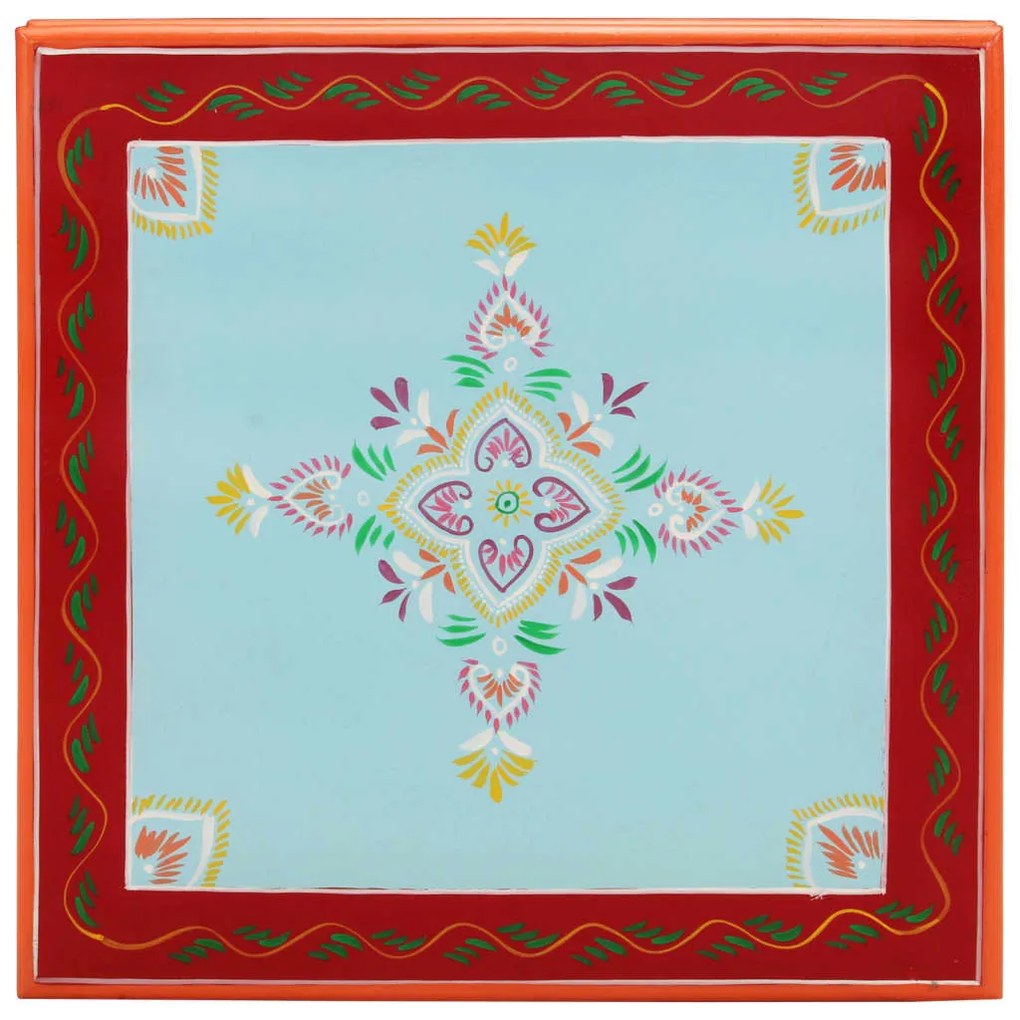 kézzel festett kék tömör mangófa dohányzóasztal