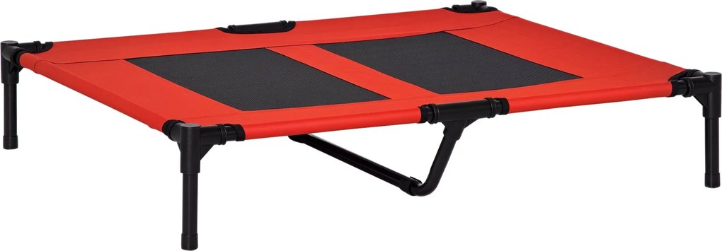 PawHut Felemelkedett Ágy Kutyáknak és Macskáknak, Hordozható Ágy Lélegző Hálós Területtel és Oxford Szövetből Készült, Beltérre és Kültérre, 92x76x18