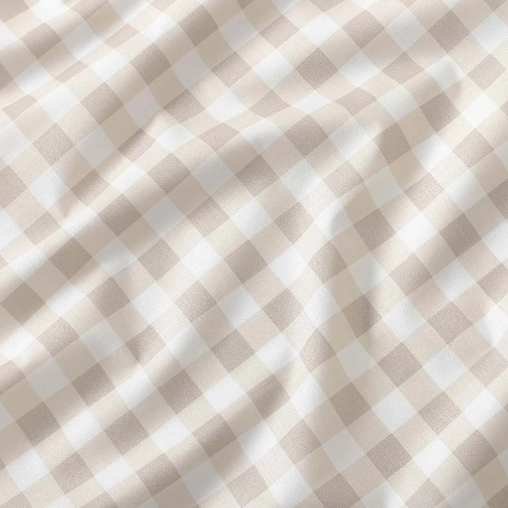 Goldea pamut ágyneműhuzat - kacsák és kockás latte 220 x 200 és 2db 70 x 80 cm