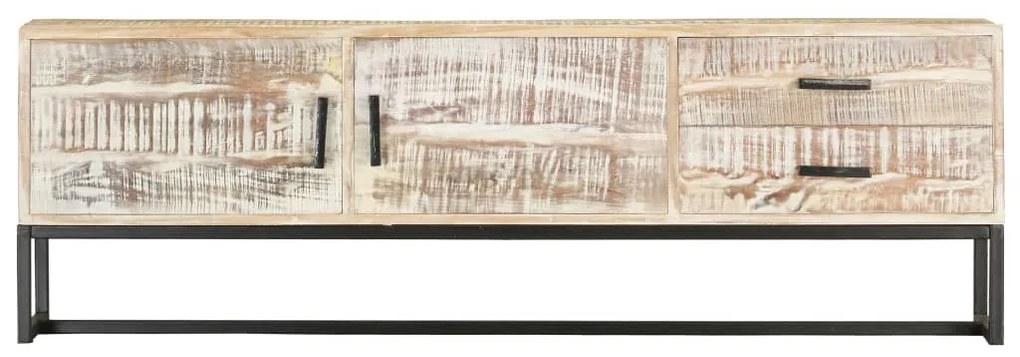 fehér tömör akácfa TV-szekrény 140 x 30 x 45 cm