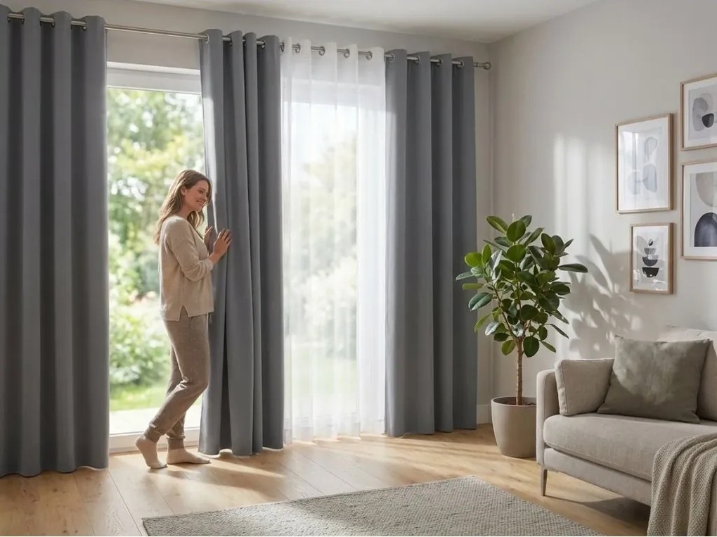 Világosszürke OXFORD függöny 140x270 cm Felfüggesztés: Hullámos sínszalag