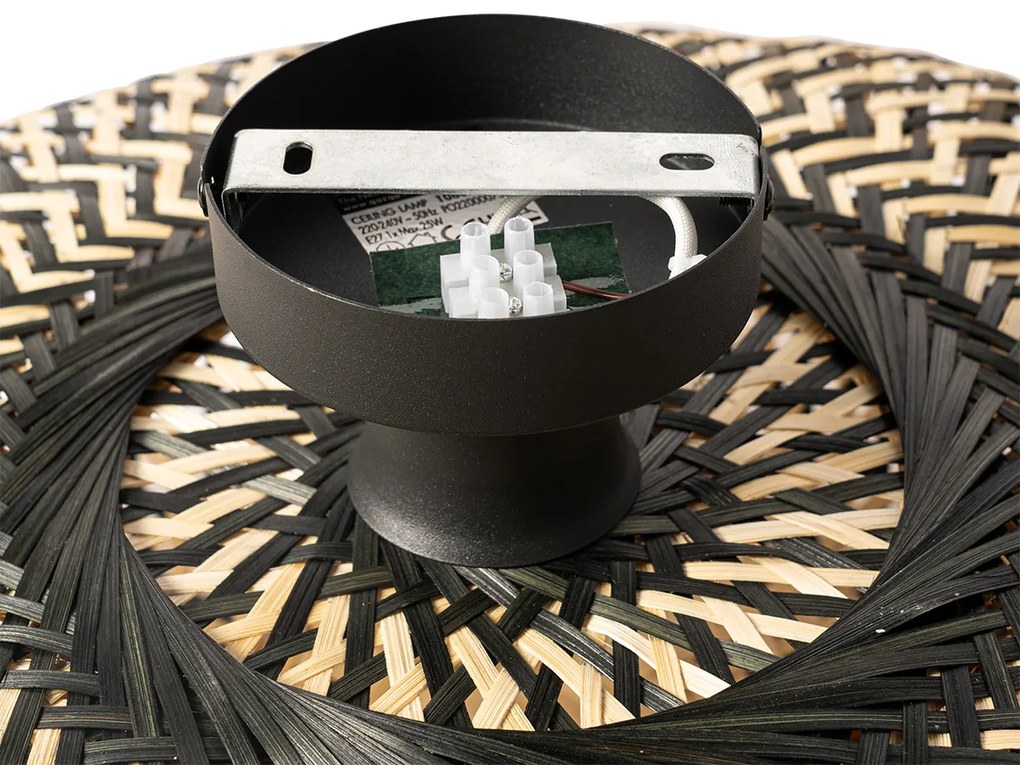 Keleti mennyezeti lámpa fekete bambusz 50 cm - Ostrava