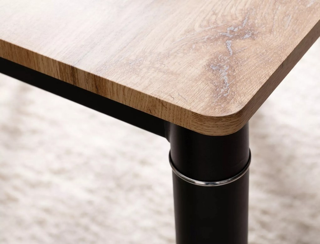 Fekete DAMAR étkezőasztal 100x60 cm, tölgy artisan dekorációval