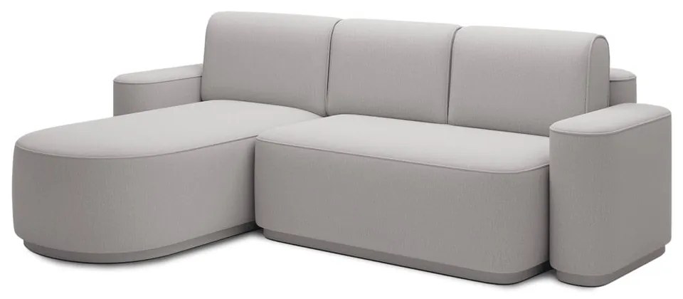 Világosszürke zsenília kinyitható-tárolóhelyes sarokkanapé (bal oldali-heverő résszel) Aurumm – ELTAP