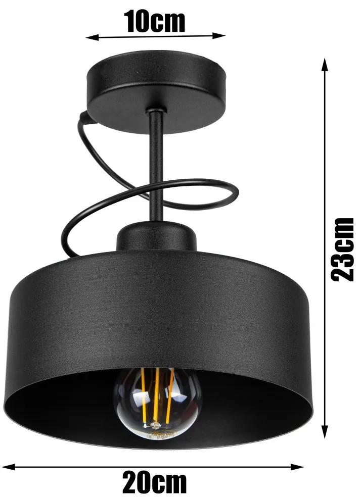 Glimex LAVOR MED fix mennyezeti lámpa fekete 1x E27 + ajándék LED izzó