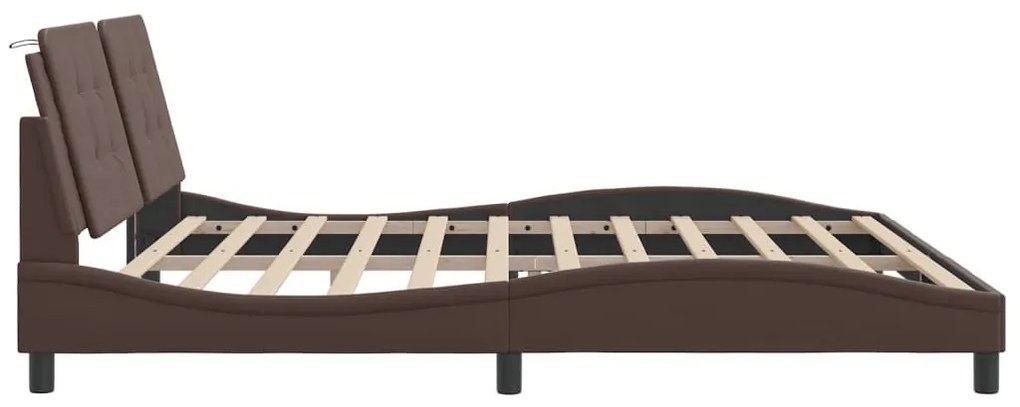 barna ágykeret LED-ekkel matrac nélkül Zadar 200 x 200 cm