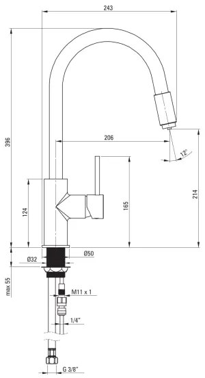 Deante BCA_B64M - Mosogató csaptelep ASTER fekete/sárgaréz