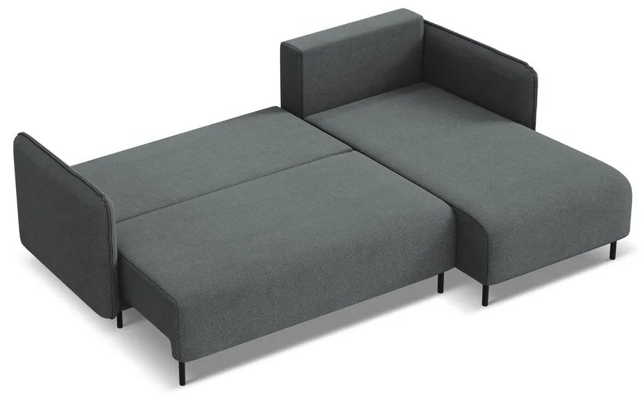 Sötétszürke kinyitható-tárolóhelyes sarokkanapé (jobb oldali) Luana – Makamii
