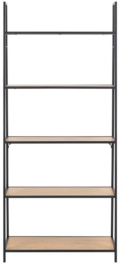 Fekete-natúr színű polcos állvány tölgyfa dekorral 77x175 cm Seaford – Actona