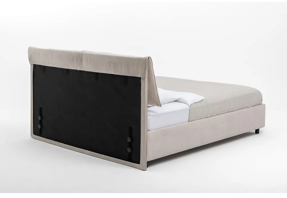 Bézs kárpitozott ágyneműtartós franciaágy ágyráccsal 160x200 cm Myra Pillow – Bonami Selection