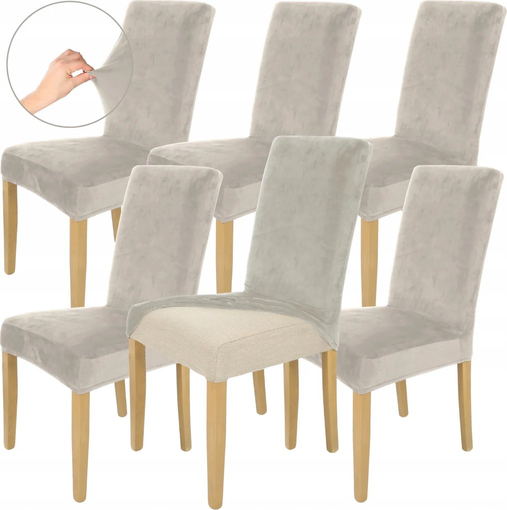 6DB-OS Szett Hideg Székhuzat Bézs Velúr Elasztikus