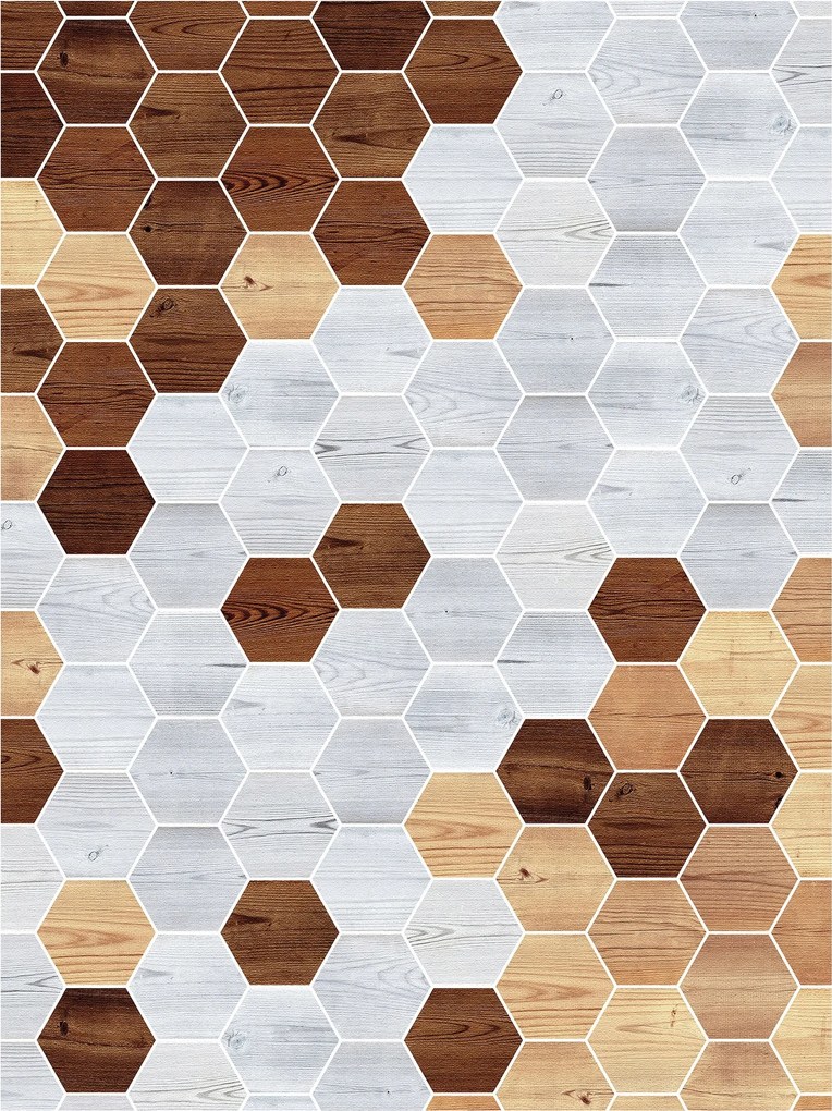 Flizelin fotótapéta Fa és hatszögek Mozaik Stílus 184x254 +ragasztó