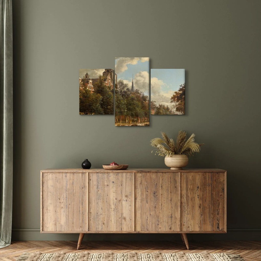 Kép - Jan van der Heyden, View Down a Dutch Canal, reprodukciók (90x60 cm)