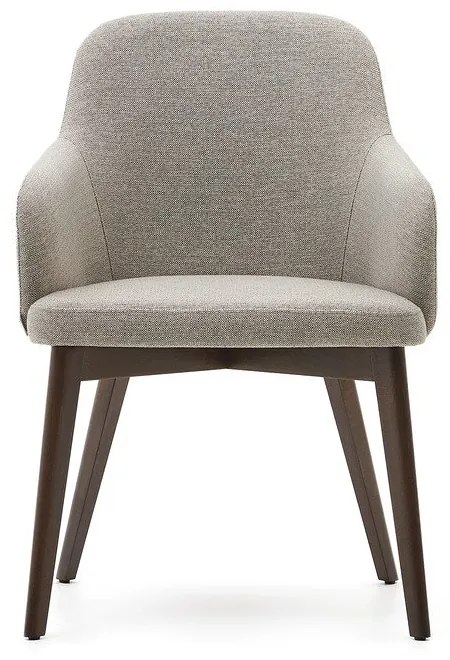 Bézs kárpitozott karfás étkezőfotel Nelida – Kave Home