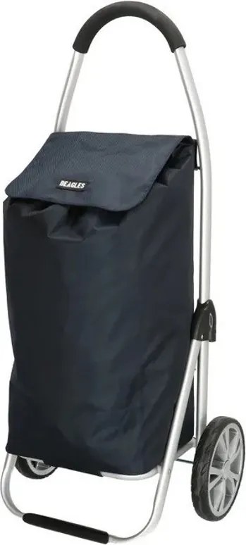 Sötétkék prémium bevásárlókocsi kerekeken „Aluman”