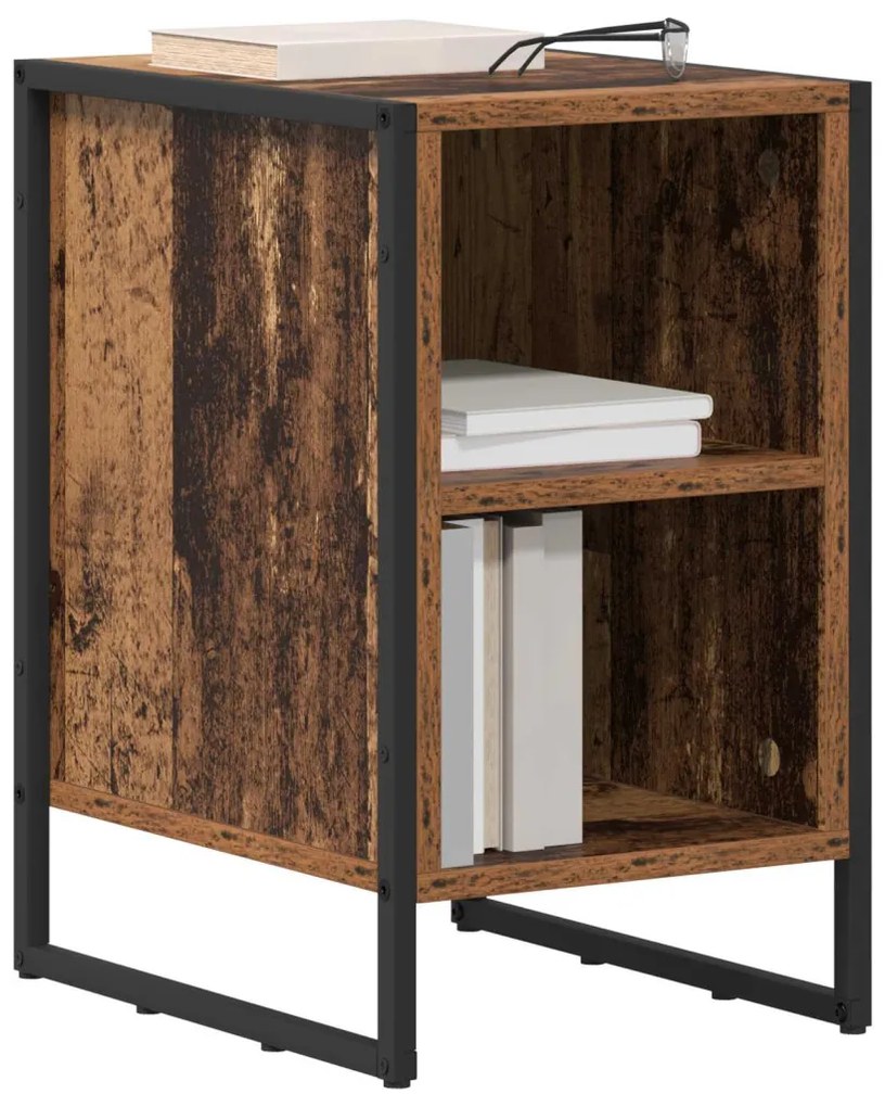 Éjjeli asztal 2 pcs Öreg fa 39.5 x 30 x 50 cm Faanyag