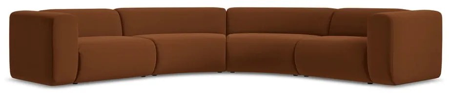 Narancssárga-barna bársony sarokkanapé Ekahi – Makamii