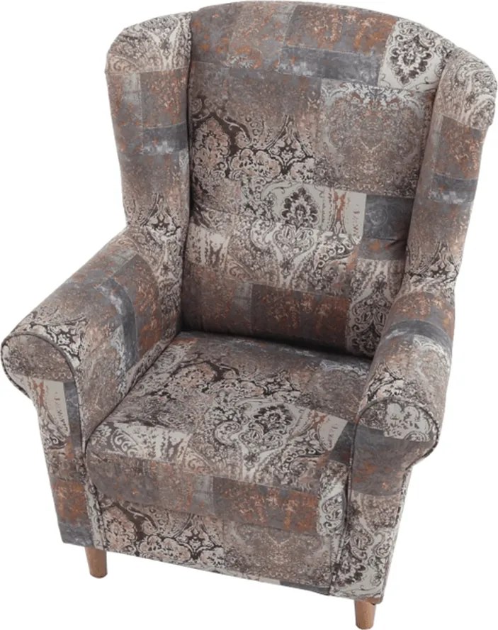 Füles fotel, szövet vintage barna, CHARLOT