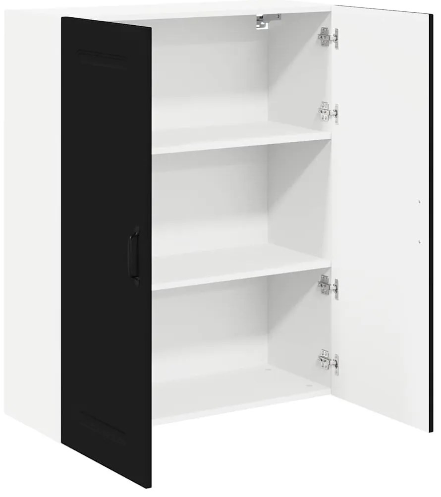 Fali konyhaszekrény polcokkal Fekete 80 x 31 x 100 cm Faanyag