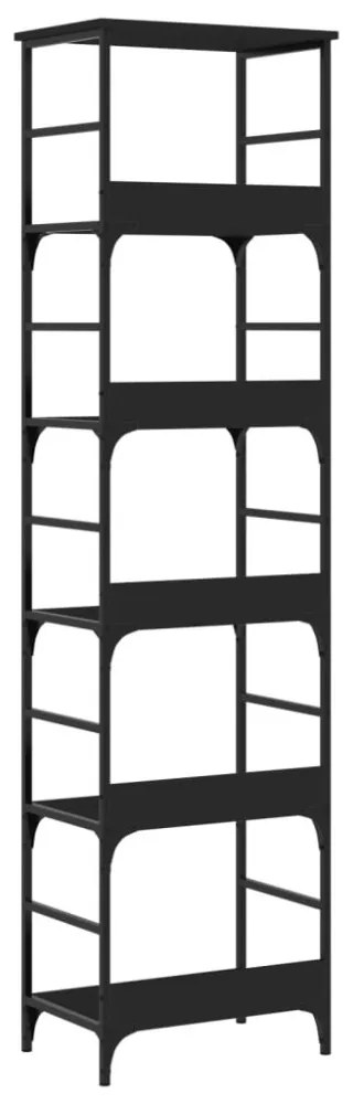 fekete szerelt fa könyvespolc 50 x 33 x 188,5 cm
