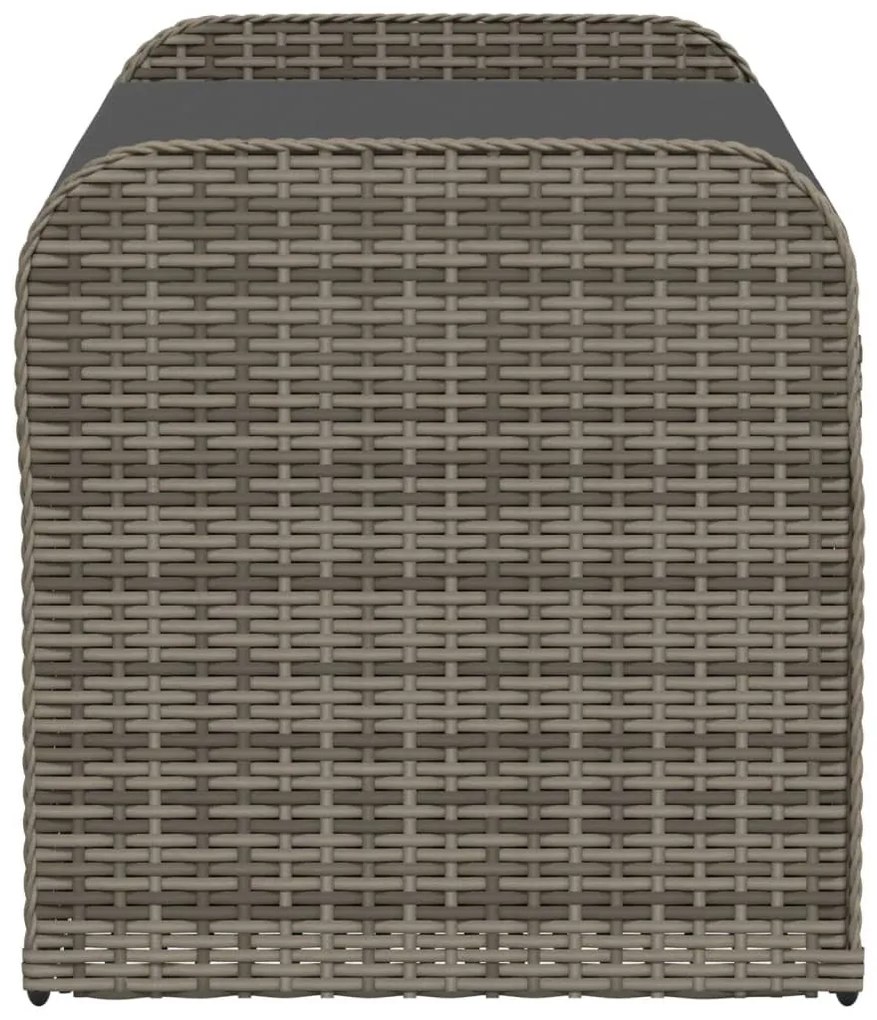 Szürke polyrattan tárolópad párnával 115 x 51 x 52 cm