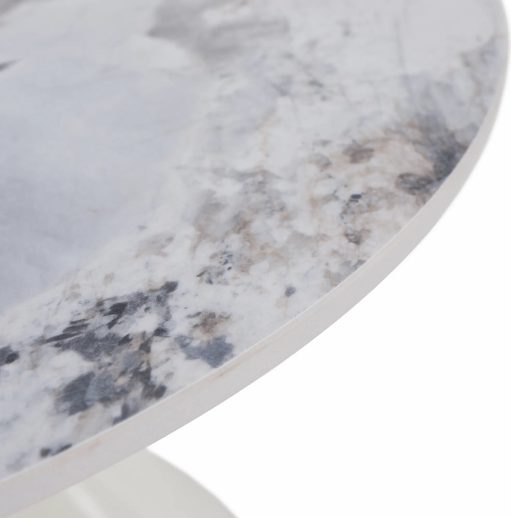 Dohányzóasztalok, 2 db-os szett, fehér márvány/fehér/arany, acél, MABUZ