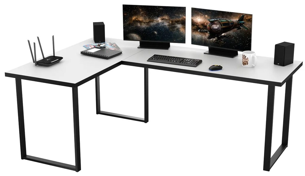 Sarok PC asztal Vintid (fehér + fekete). 1054976