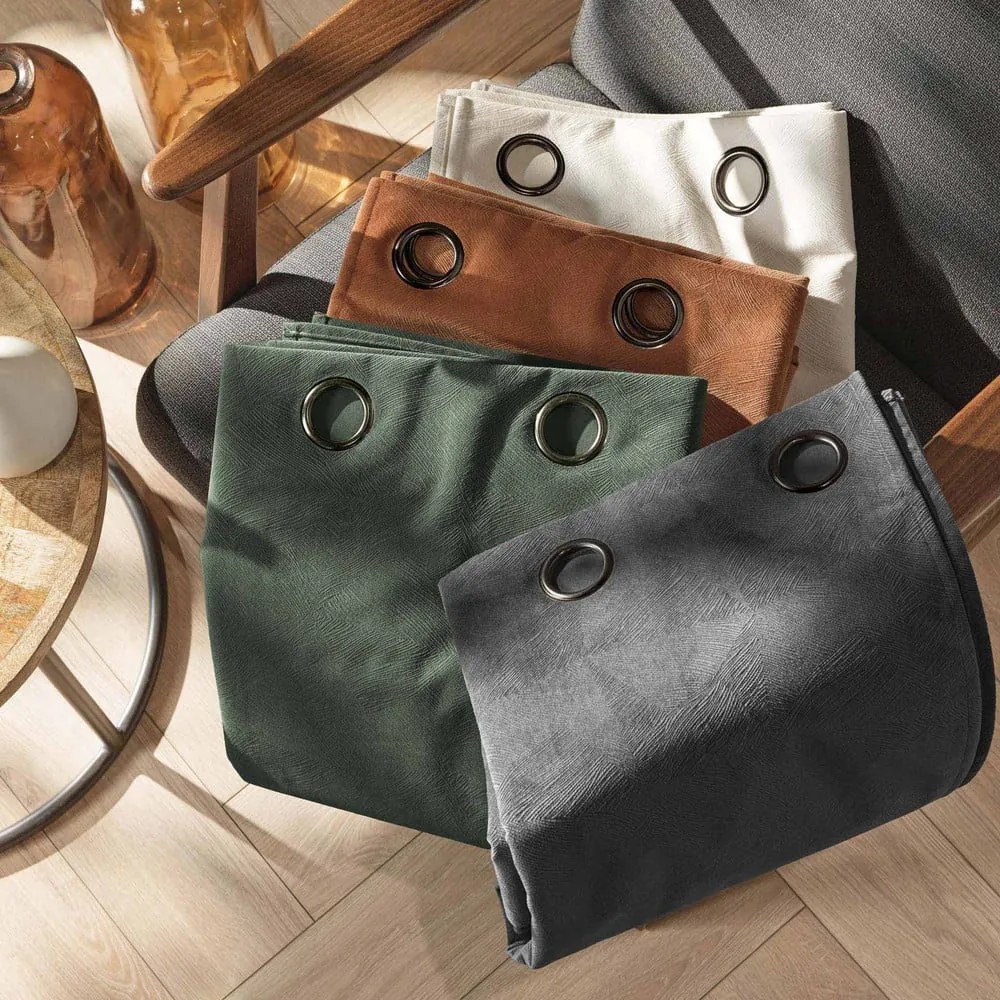 Khaki bársony függöny 140x260 cm Olympe – douceur d'intérieur