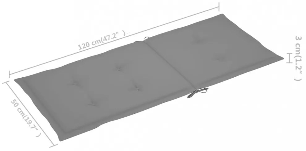 6 db szürke szövet kerti magas háttámlájú székpárna 120x50x3 cm