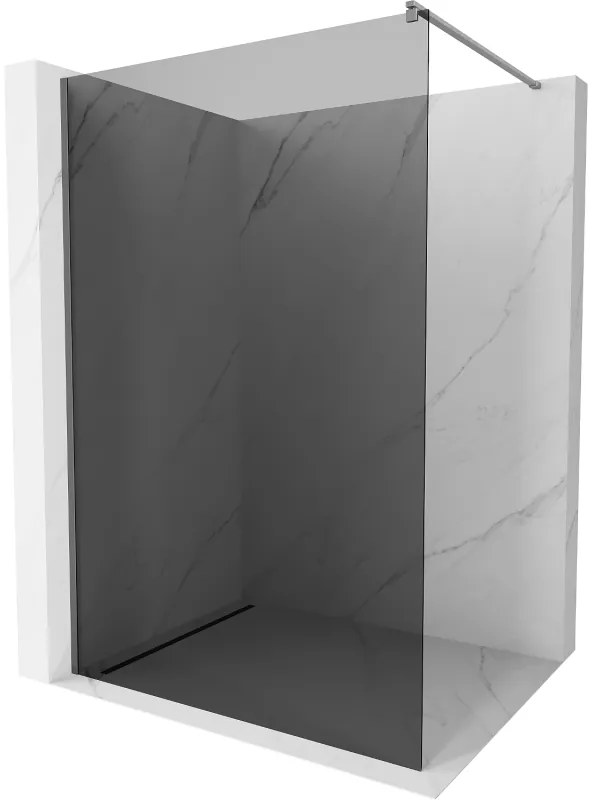 Mexen Kioto, Walk-In zuhany paraván 110 x 200 cm, 8 mm szürke üveg, grafit profil, 800-110-101-95-40