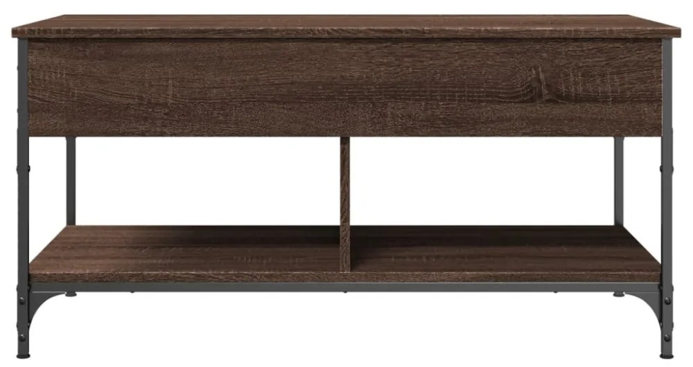 barna tölgy színű szerelt fa és fém dohányzóasztal 100x50x50 cm
