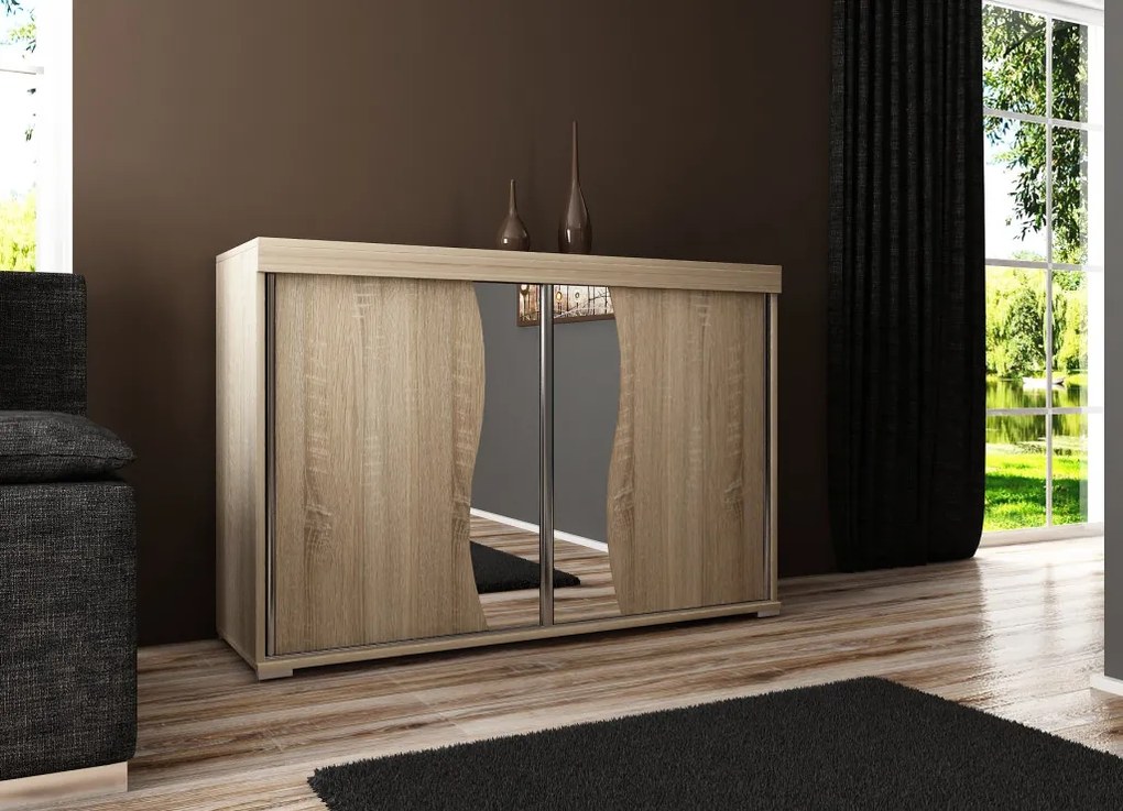 Tablet 2 140 Tolóajtós Komód 140cm, Sonoma Tölgy