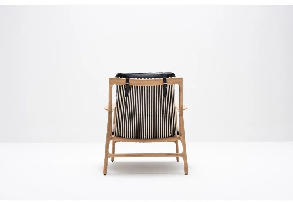 Fekete-natúr színű bőr fotel Dedo – Gazzda