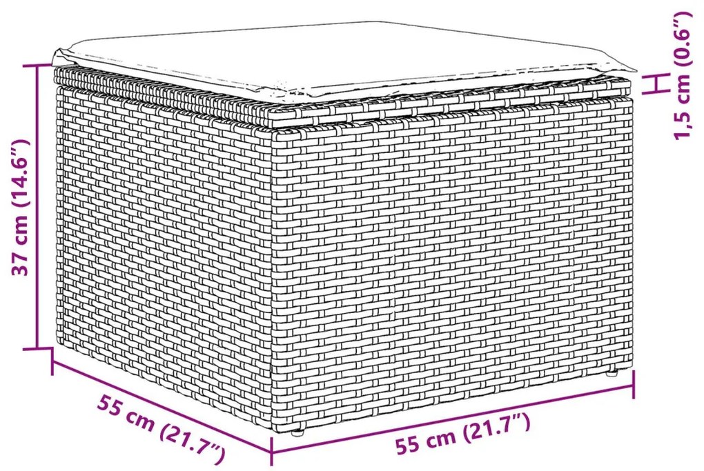 Kanapé Szett párnával 4 pcs Világosszürke polirattan