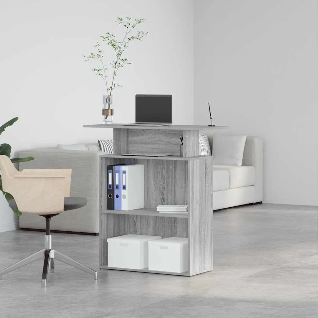 recepciós pult szürke sonoma 100x40x104 cm szerelt fa