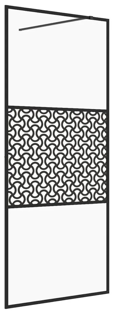 Fekete zuhanyfal átlátszó ESG üveggel 80 x 195 cm