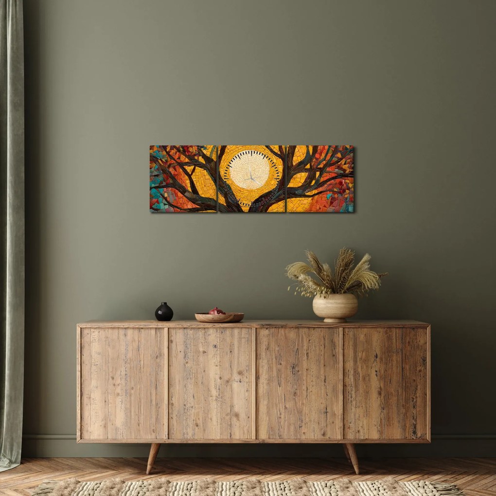 Kép - Nap az élet fájának koronájában (órával) (90x30 cm)