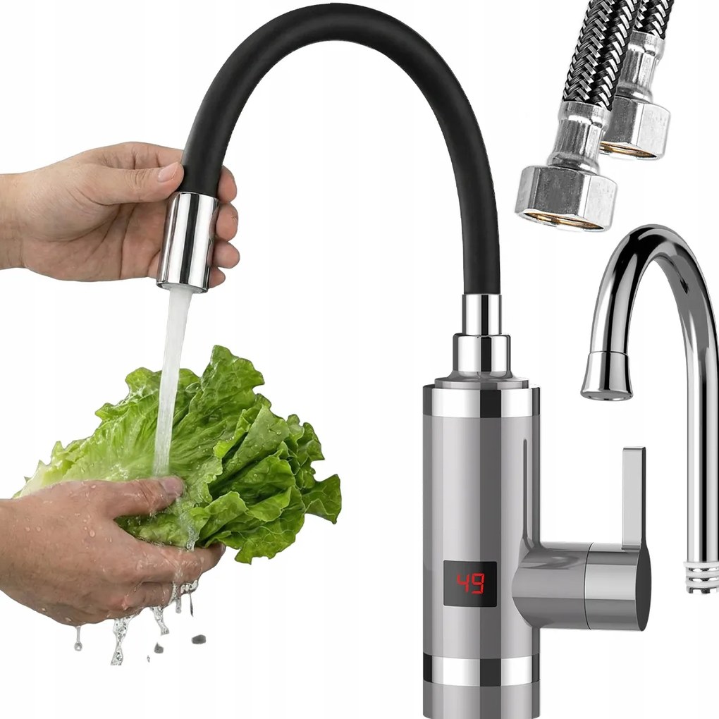 Átfolyós Vízmelegítő Elektromos Csaptelep Flexibilis Kifolyócső Vayox