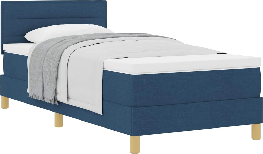 vidaXL Boxrugós ágy matracmal fejtámlával Kék 80 x 200 cm szövet