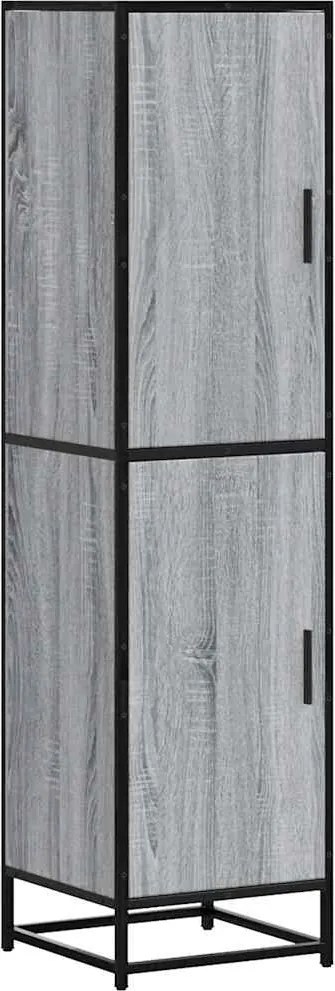 vidaXL Highboard szürke sonoma 35,5x35x139 cm gépelt fa és fém