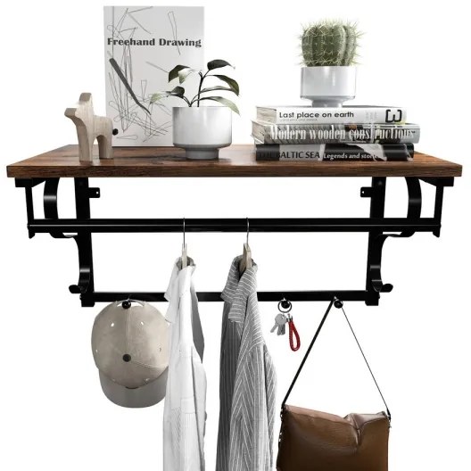 Fali fogas polccal NATE barna/fekete