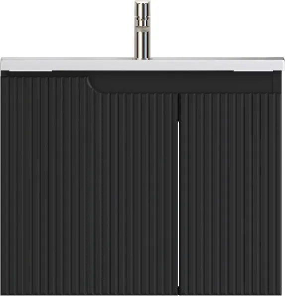 Piramida EURIDIKA fali fürdőszobabútor - műmárvány mosdóval -2 ajtós - PINO FEKETE - 65 x 48 x 53 cm