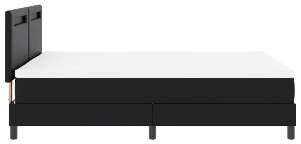 Boxspring Ágy Matracokkal Fekete Színben, 140x190 cm Műbőr
