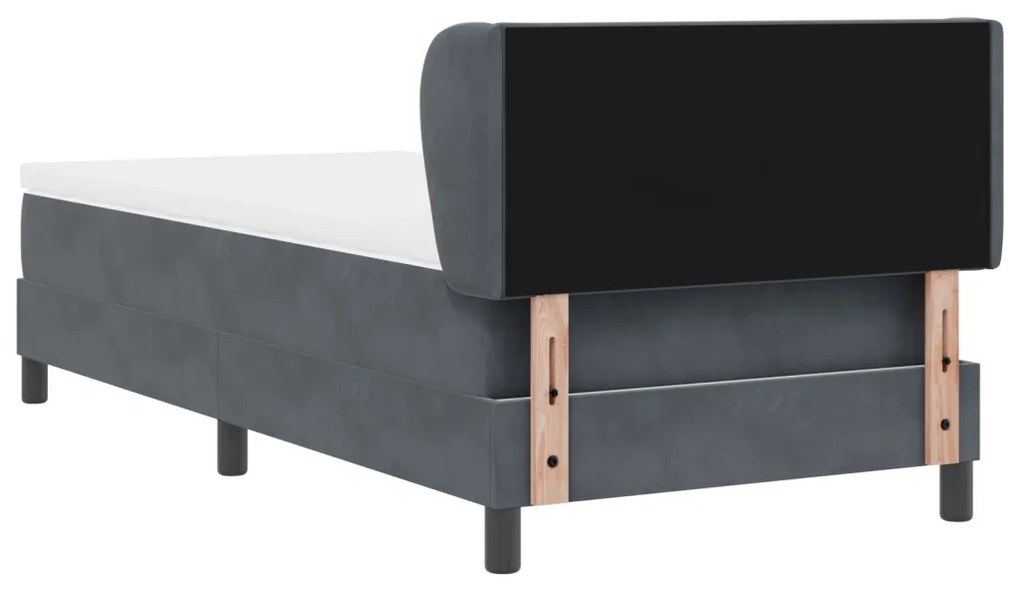 Boxspring ágy matraccal sötét szürke 100x200 cm bársony