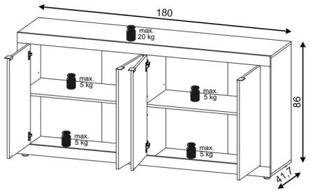 RUNEA komód sötétbarna/antracit