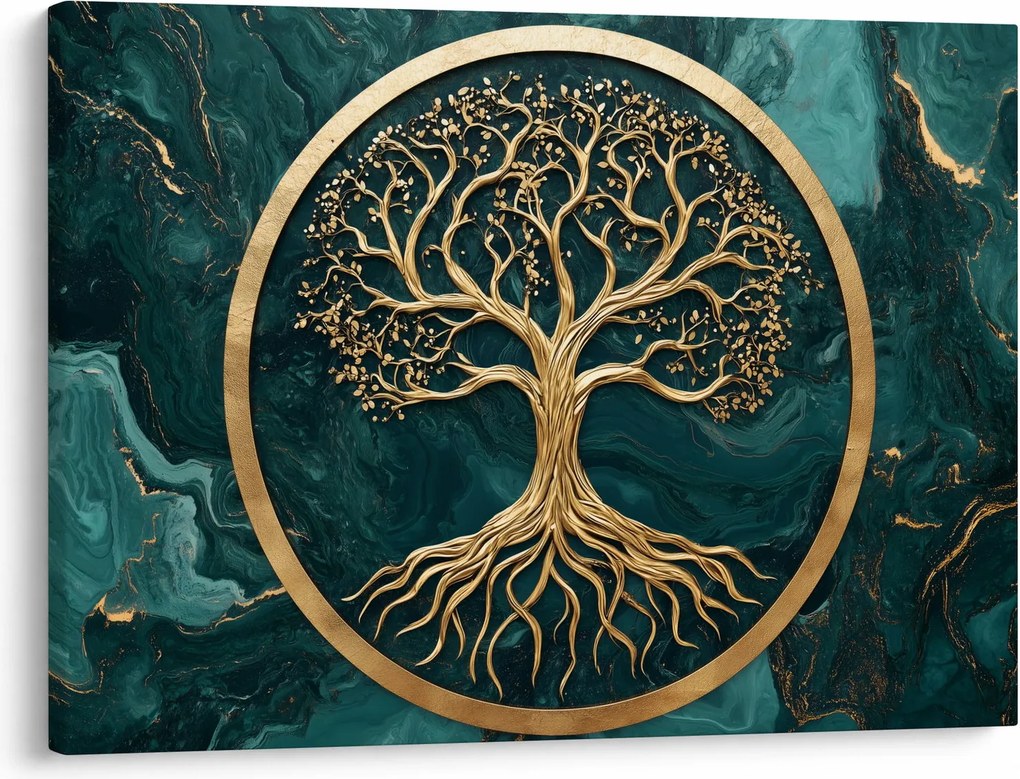 Kép – Márványban lévő arany életfa (70x50 cm)