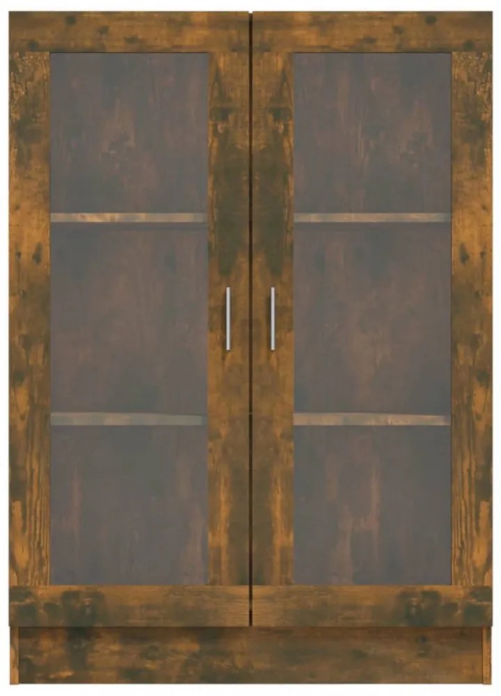 füstös tölgyszínű szerelt fa vitrinszekrény 82,5x30,5x115 cm