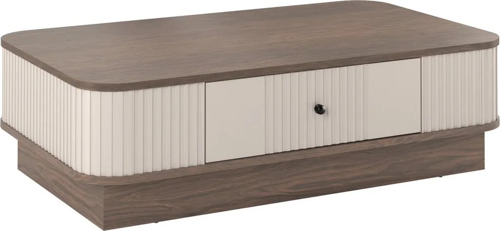 Vesper dohányzóasztal 103x60 cm fiókkal, lábazaton - kasmír / dió / fekete fogantyú