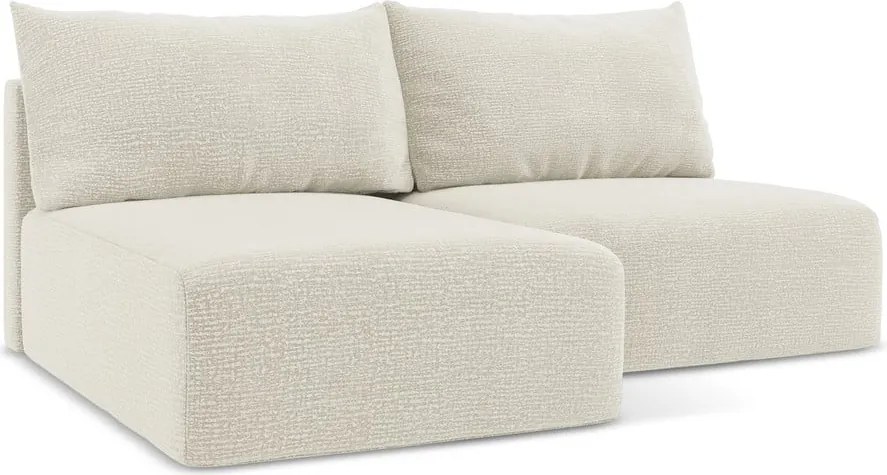 Krémszínű kinyitható-tárolóhelyes sarokkanapé (bal oldali) Kalena – Makamii